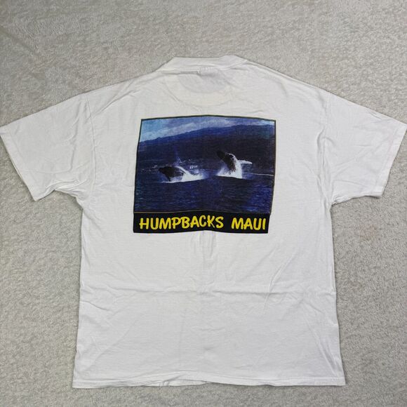 Vintage 90s Hawaii Maui Shirt Humpback Whales Mens XL Single Stitch Tee Crewneck - Picture 1 of 8